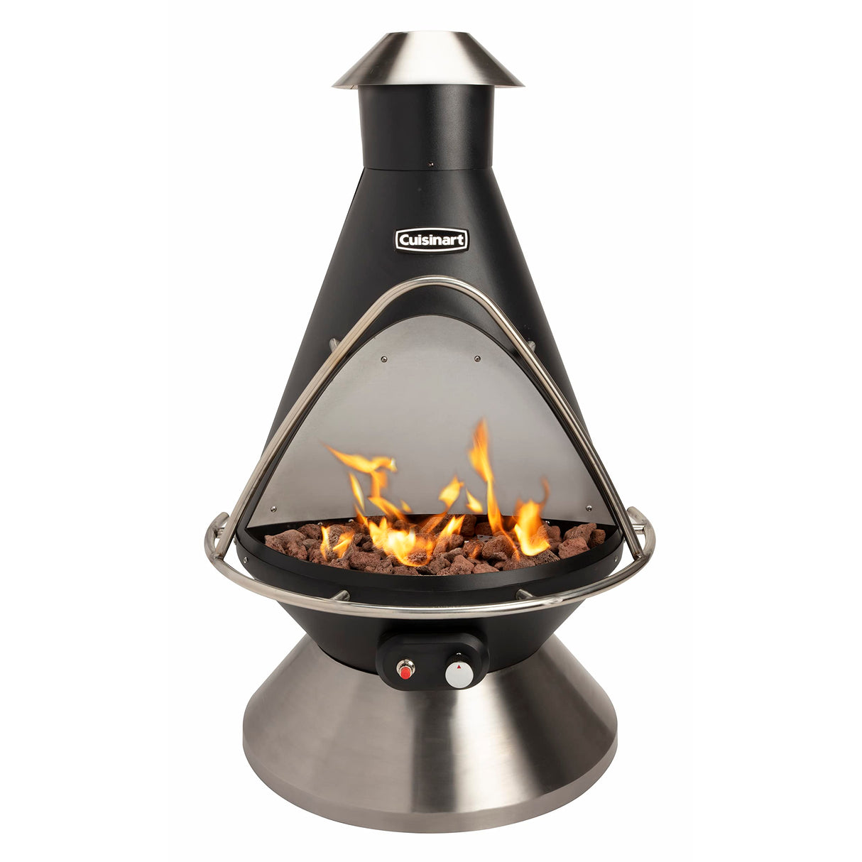 Cuisinart Chimenea Propane Fire Pit, 40,000 BTU Coated Steel Outdoor Propane Heater with Lava Rocks and Directional Heat, Adjustable Fire Pit with Safety Shutoff for Patios and More - Bircata