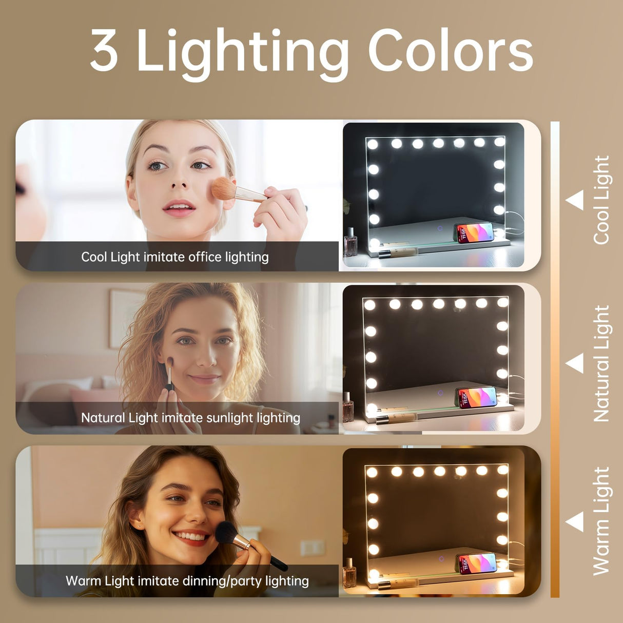 Hollywood Vanity Mirror with Lights 23x18 - 15 LED Bulbs