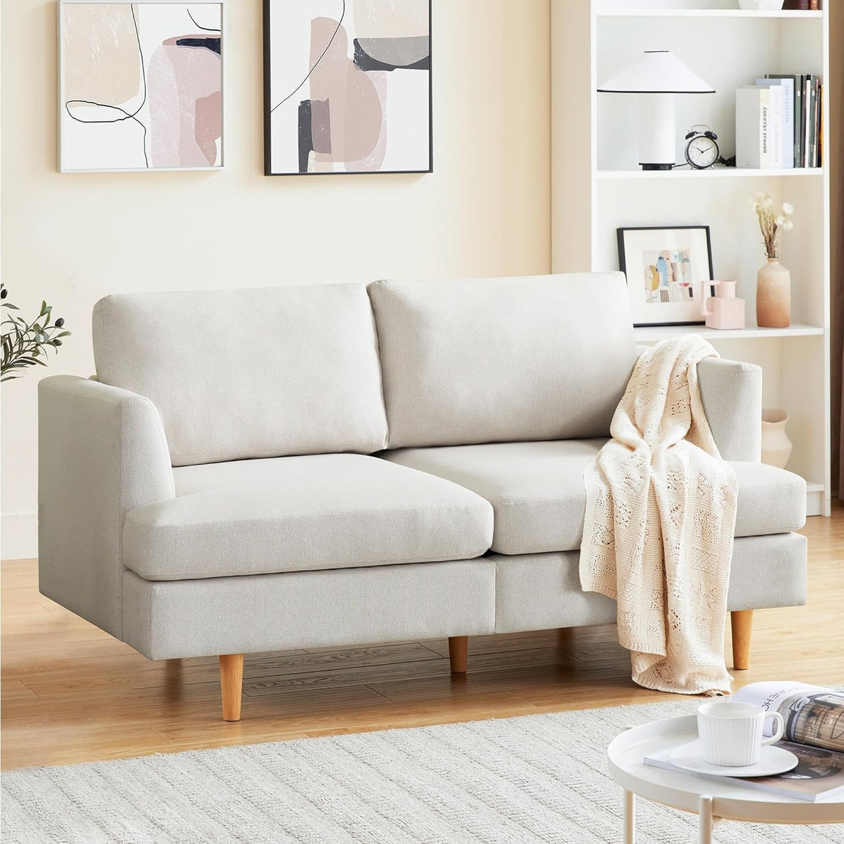 Mid-Century Modern Loveseat Sofa | Couch for Living Rooms & Small Offices