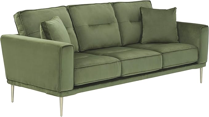 Macleary Modern Velvet Glam Loveseat with Brass Metal Legs