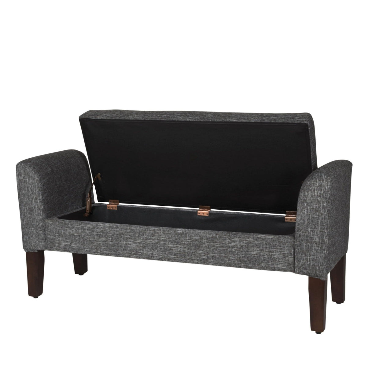 Tara Upholstered Storage Settee Bench with Hinged Lid, Dark Grey