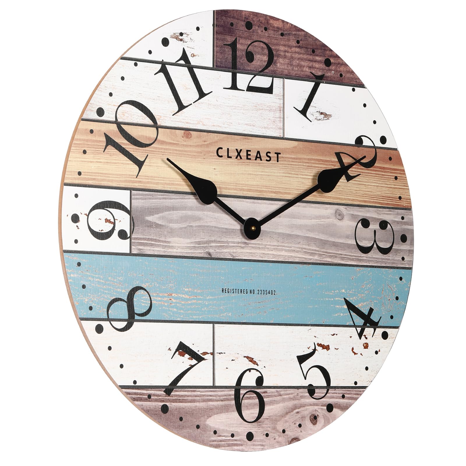 24 Inch Multicolor Woodgrain Shiplap Wall Clocks for Living Room Decor