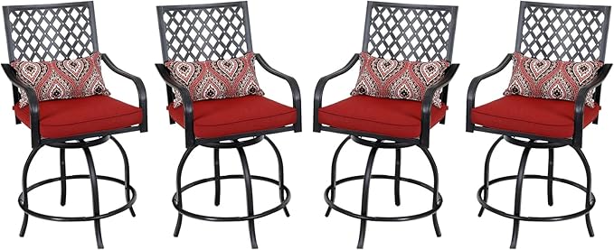 Outdoor Swivel Bar Stools Set of 2, 24" Counter Height Patio Bar Chairs