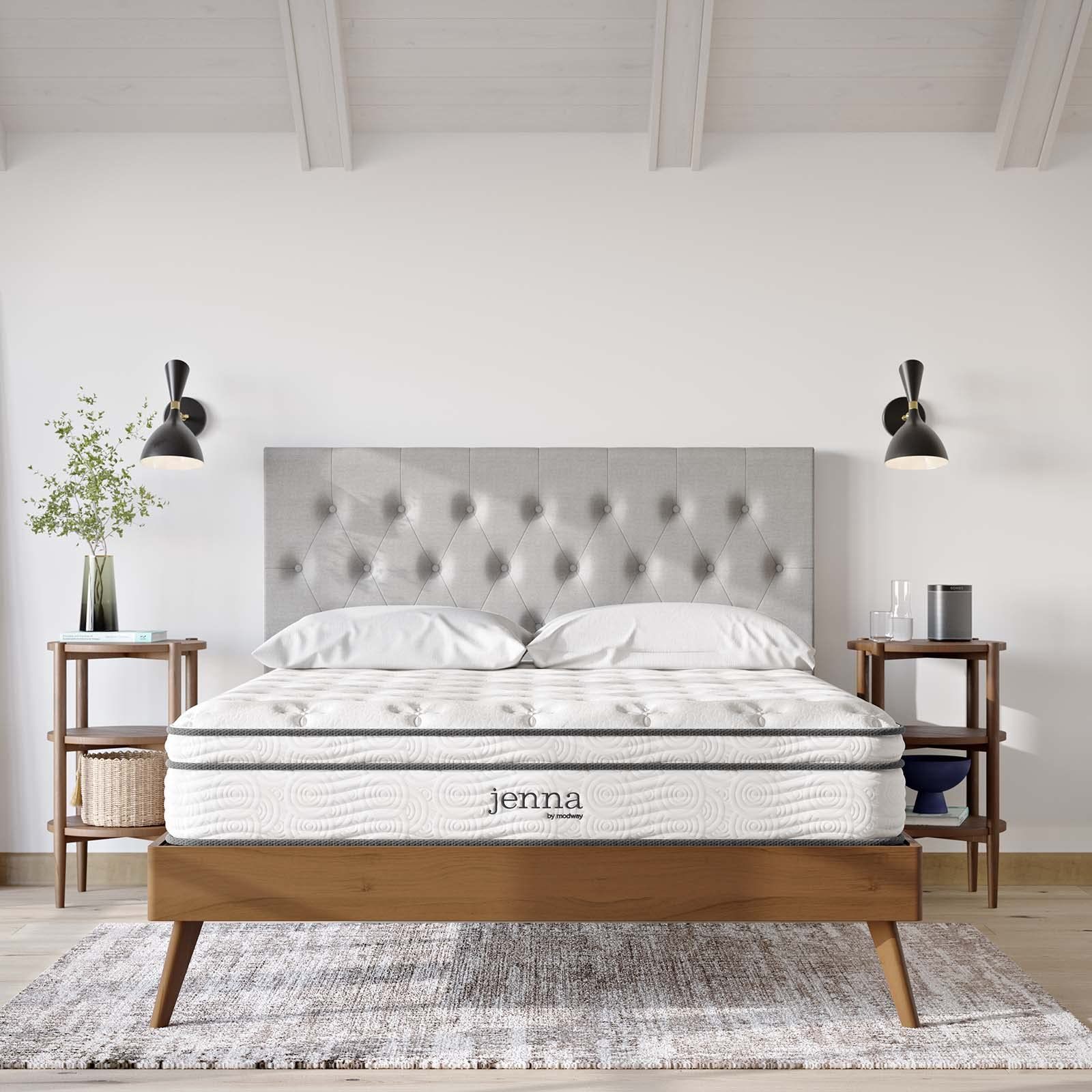 Jenna Innerspring and Foam Mattress-10-Year Warranty, Queen, White