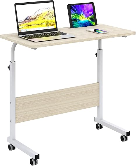 Rolling Laptop Desk Cart Height Adjustable, 23.6 inch Adjustable Mobile Bed Table