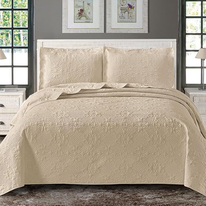 Velvet Quilt King Size, Oversized Bedspread Quilted Bedding Set, Luxurious Soft Coverlet