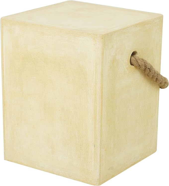 Magnesium Oxide Lightweight Outdoor Accent Table with Rope Handle