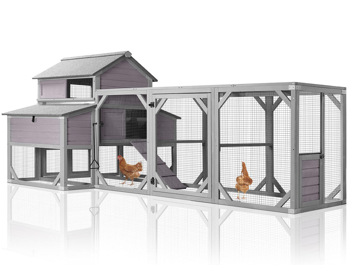 Large Chicken Coop with Run - Outdoor Chicken House for 6-8 Chickens