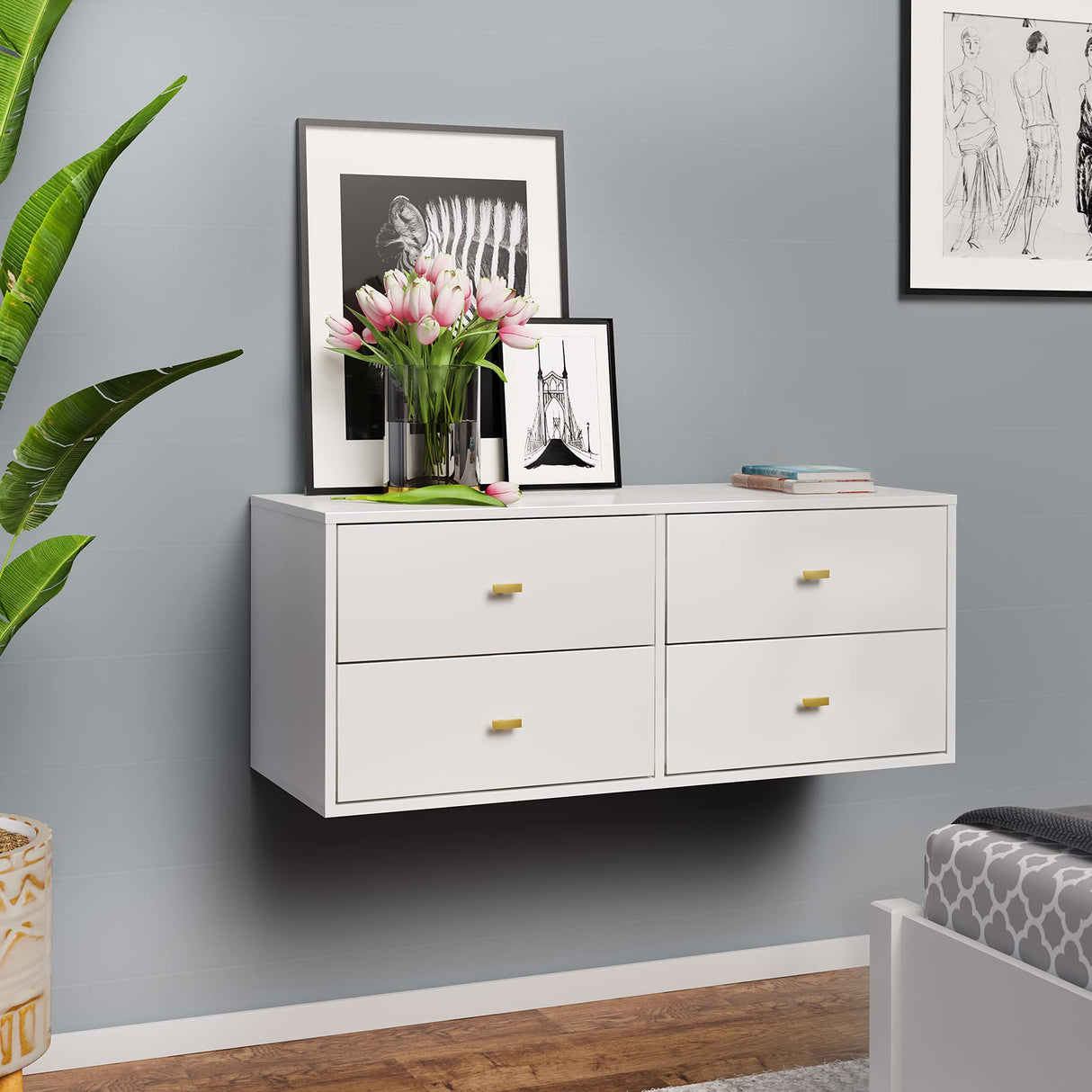 4-Drawer Floating Dresser for Bedroom, Modern Dresser Chest of Drawers