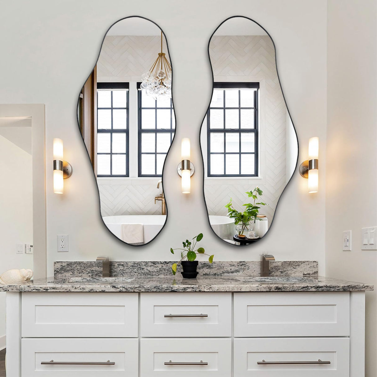 Oblong Mirror, Modern Cloud Shaped Organic Mirror
