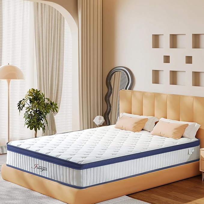 Queen Mattress 12 Inch Hybrid Memory Foam Mattress Queen Size Bed in A Box, Black