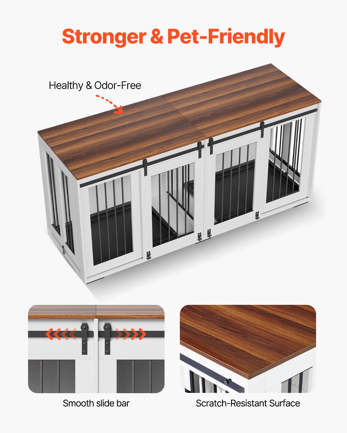 72" Double Dog Crate Furniture with Sliding Doors & TV Stand