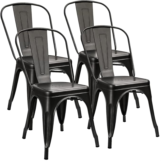Metal Dining Chairs Indoor Outdoor Use Stackable Tolix Industrial Metal Chairs