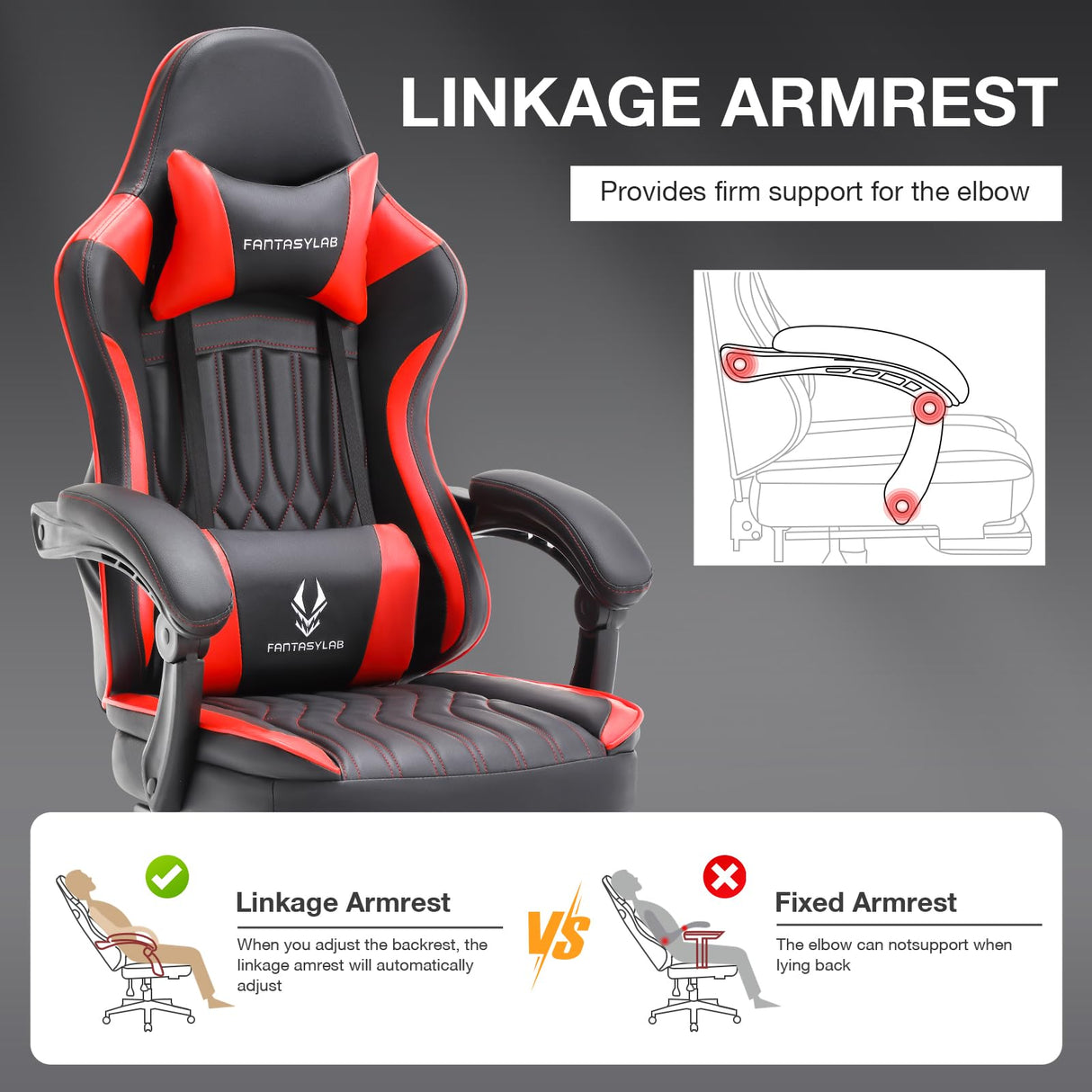 Gaming Chair with Speakers, High Back Computer Chair with Footrest