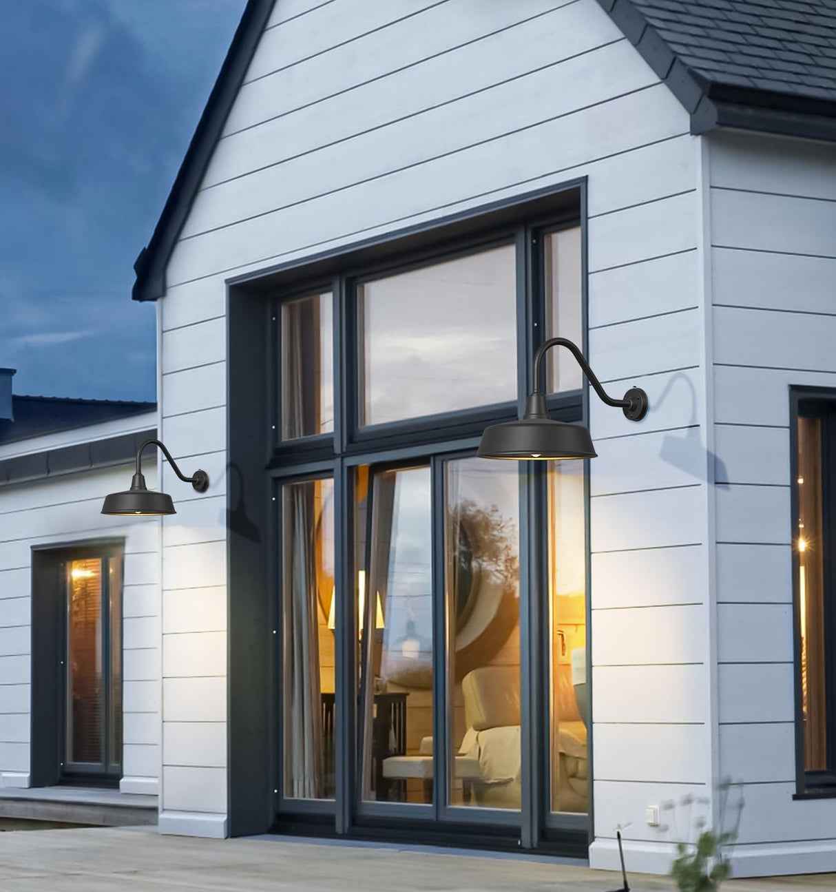 21 Inch Large Outdoor Gooseneck Barn Lights from Dusk to Dawn, Extended Arm Classic