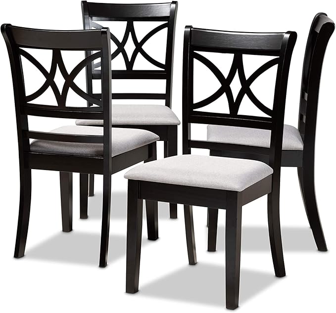 Set and Dining Set Sand Fabric Upholstered and Espresso Brown Finished Wood 5-Piece