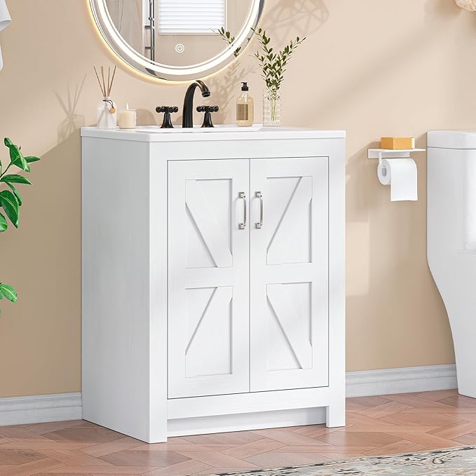 Farmhouse Bathroom Vanity with Sink, Freestanding Bathroom Vanities