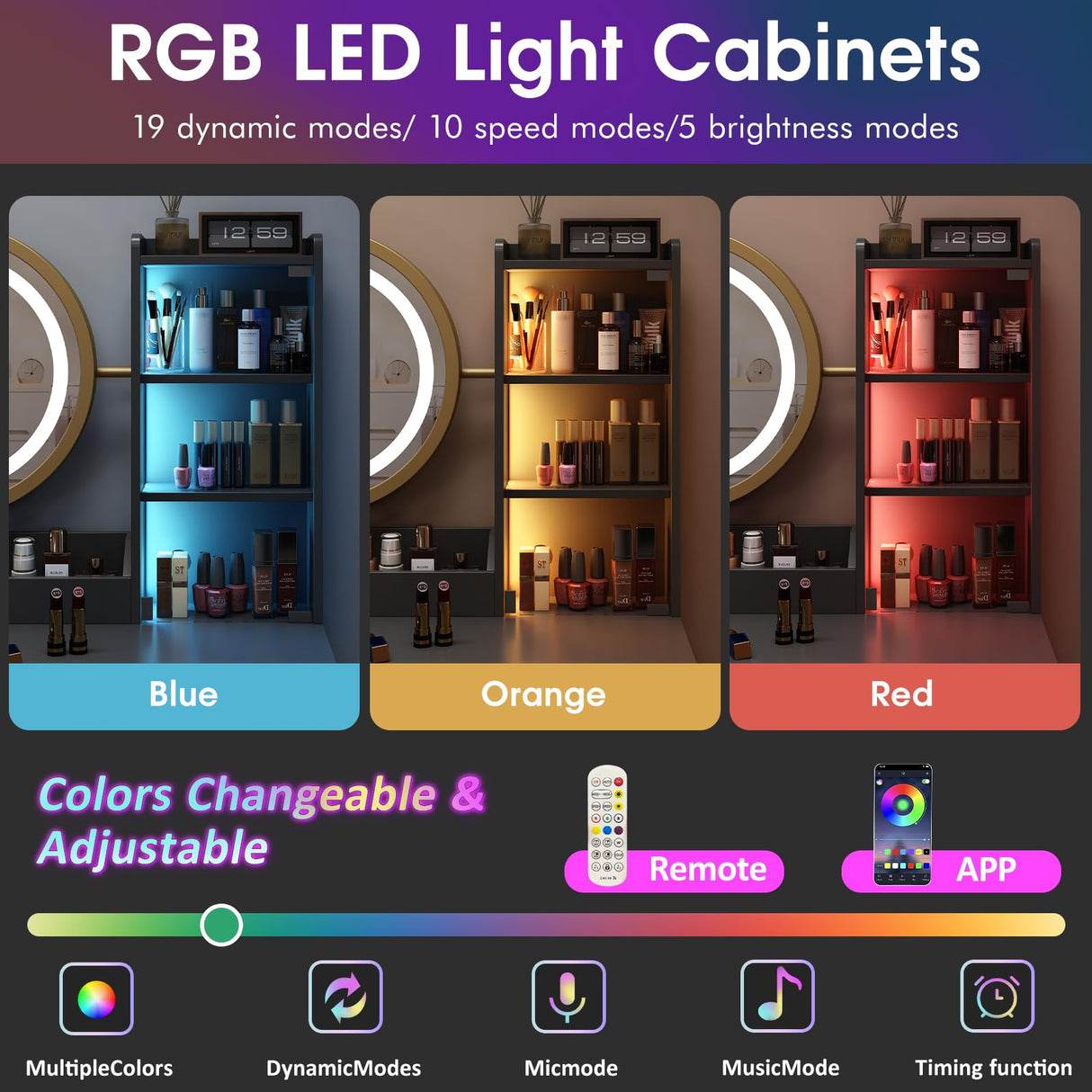 Makeup Vanity Desk with Mirrors and Light, Vanity Stool Set with Charging Station & 4