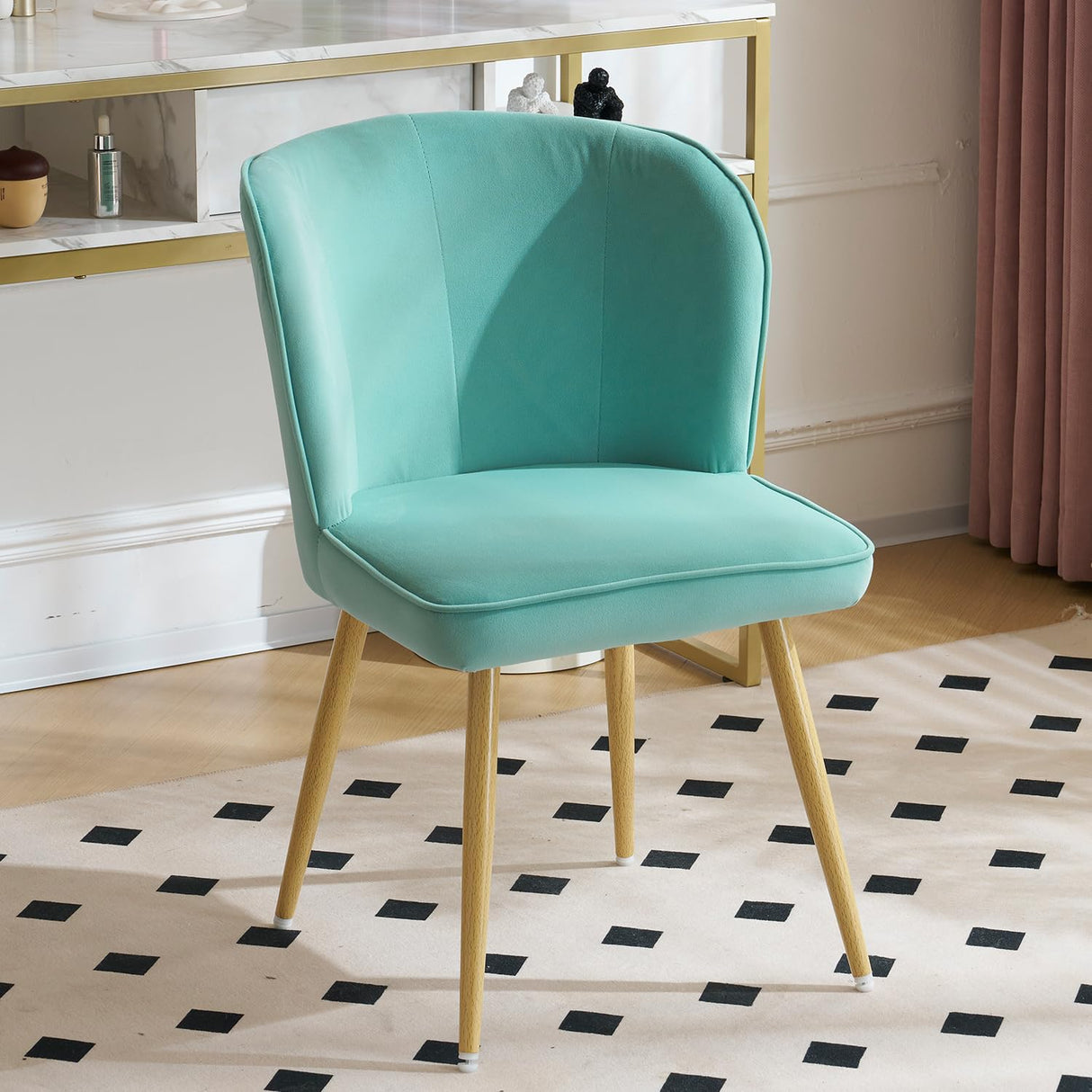 Dining Chairs Set of 2, Modern Velvet Dining Room Chairs with Metal Legs