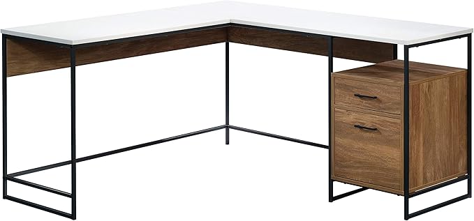 Tremont Row Modern L-Shaped Desk with Storage, Sindoori Mango Finish