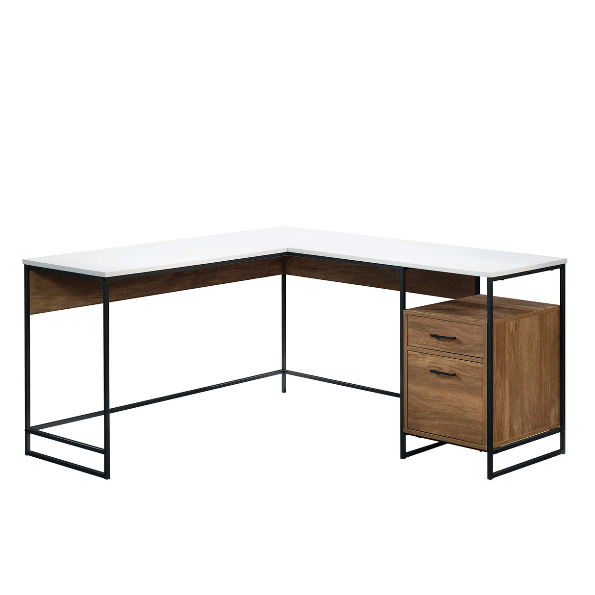 Tremont Row Modern L-Shaped Desk with Storage, Sindoori Mango Finish