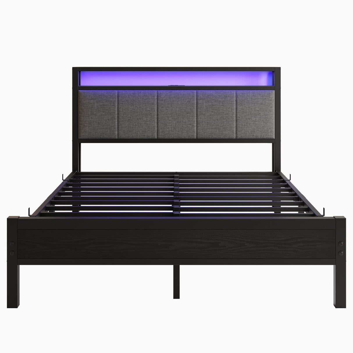 Queen Bed Frame with Headboard Storage,Upholstered Platform Bed Frame Queen Size