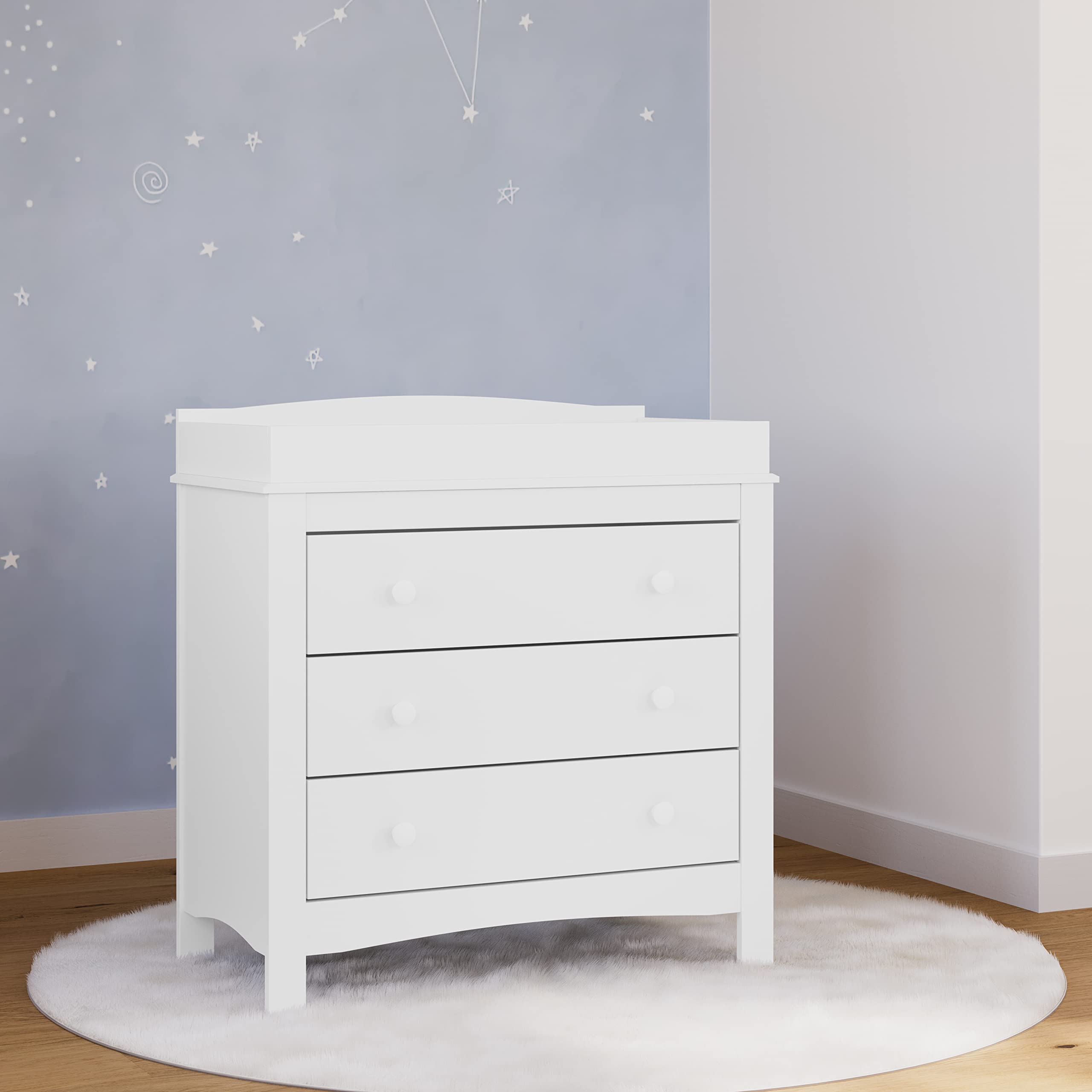 3 Drawer Chest with Changing Topper (White) – GREENGUARD Gold Certified, Baby