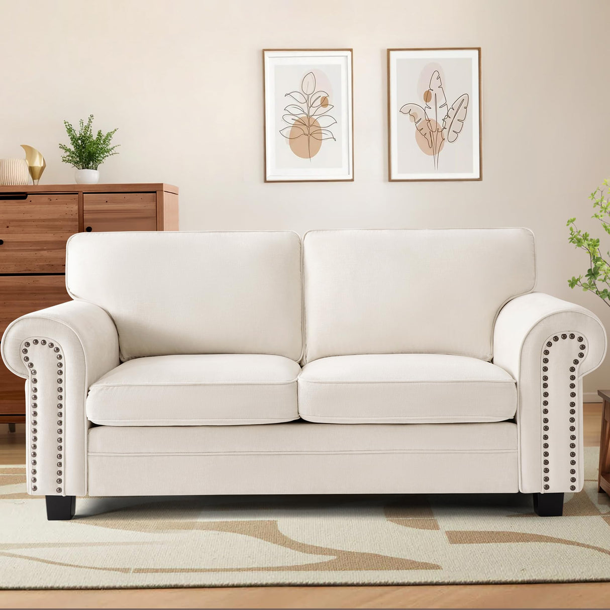 71" Mid-Century Loveseat Sofa Small Chenille Couch