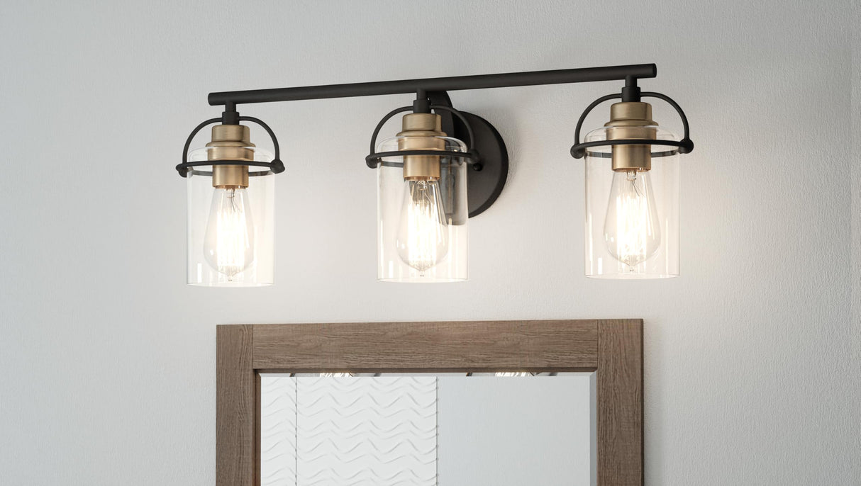 Emerson Bath Vanity Lights, 24 Inch 3-Light Matte Black Bathroom Lighting ransitional Wall