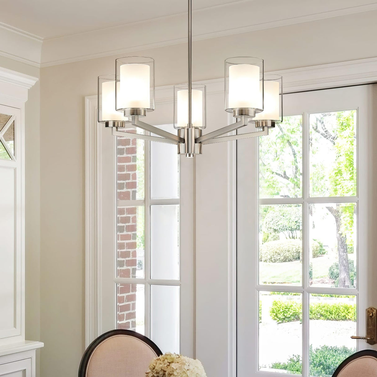 Lighting Brushed Nickel Chandelier, Modern