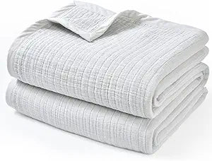 100% Cotton Muslin Blanket King Size 108" x 90", 4-Layer Lightweight