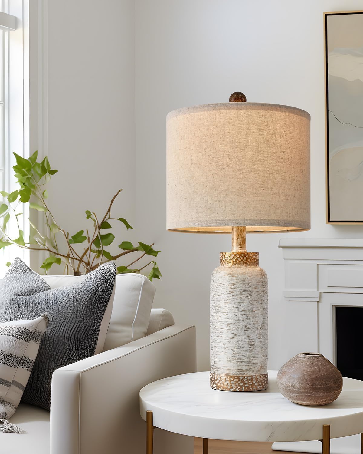 Table Lamp for Bedroom Living Room 20.25" Farmhouse Rustic Vintage Small Lamps