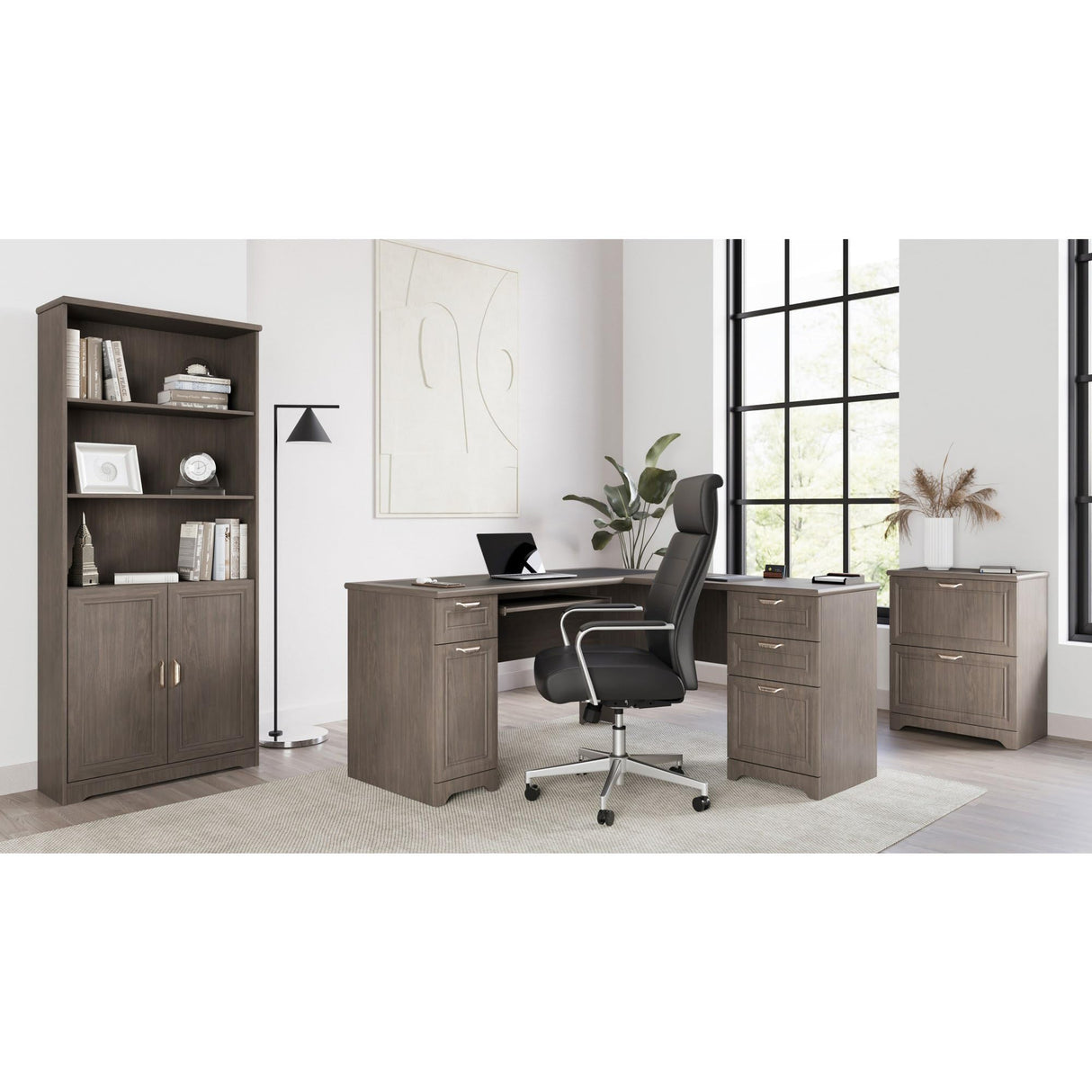 Magellan 59"W L-Shape Corner Computer Desk, Gray