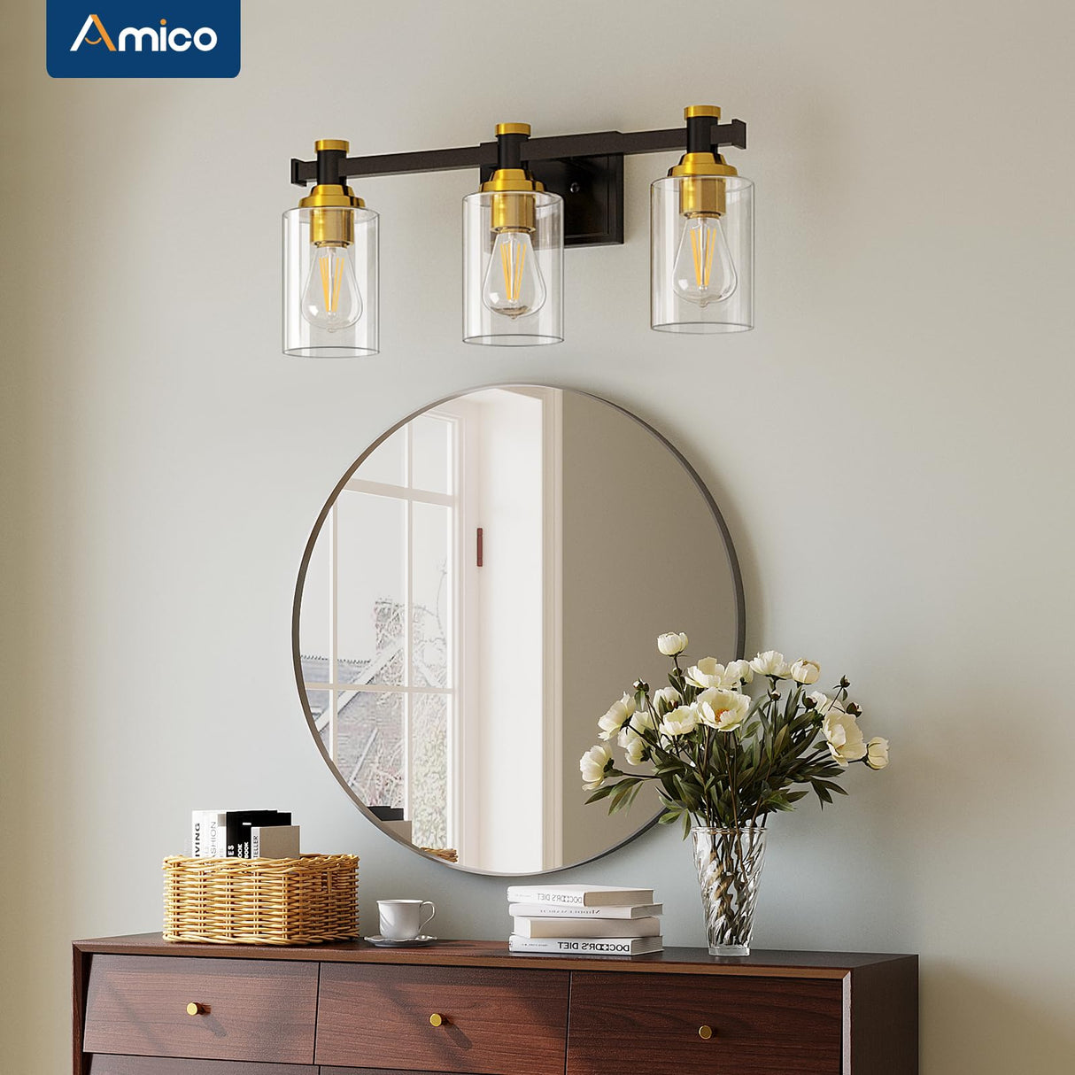 Vanity Lights for Bathroom, 3-Lights Painted Bathroom Light Fixtures Over Mirror