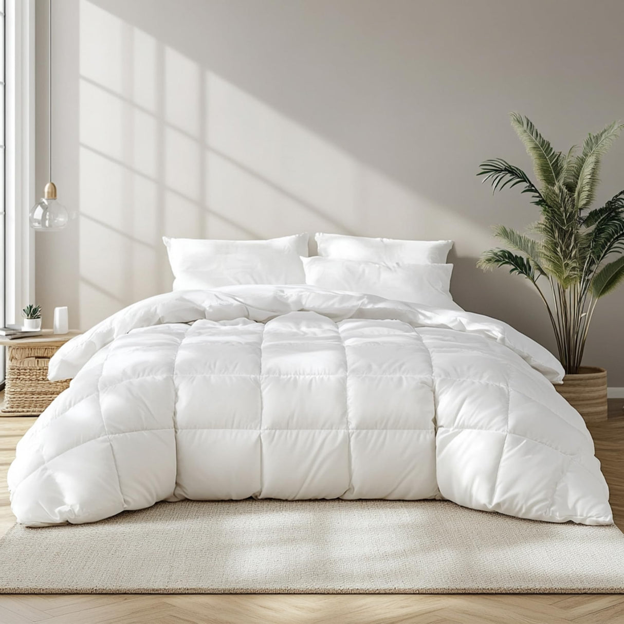 White Feather Down Fiber Comforter Queen Size, Hotel Collection Luxury Hypoallergenic
