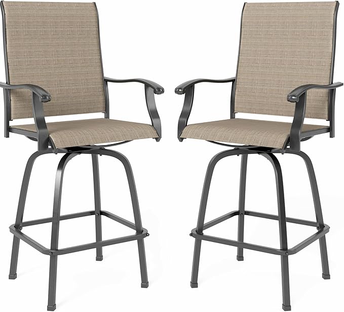 Outdoor Bar Stools Set of 4, Patio Bar Height Sling Chairs