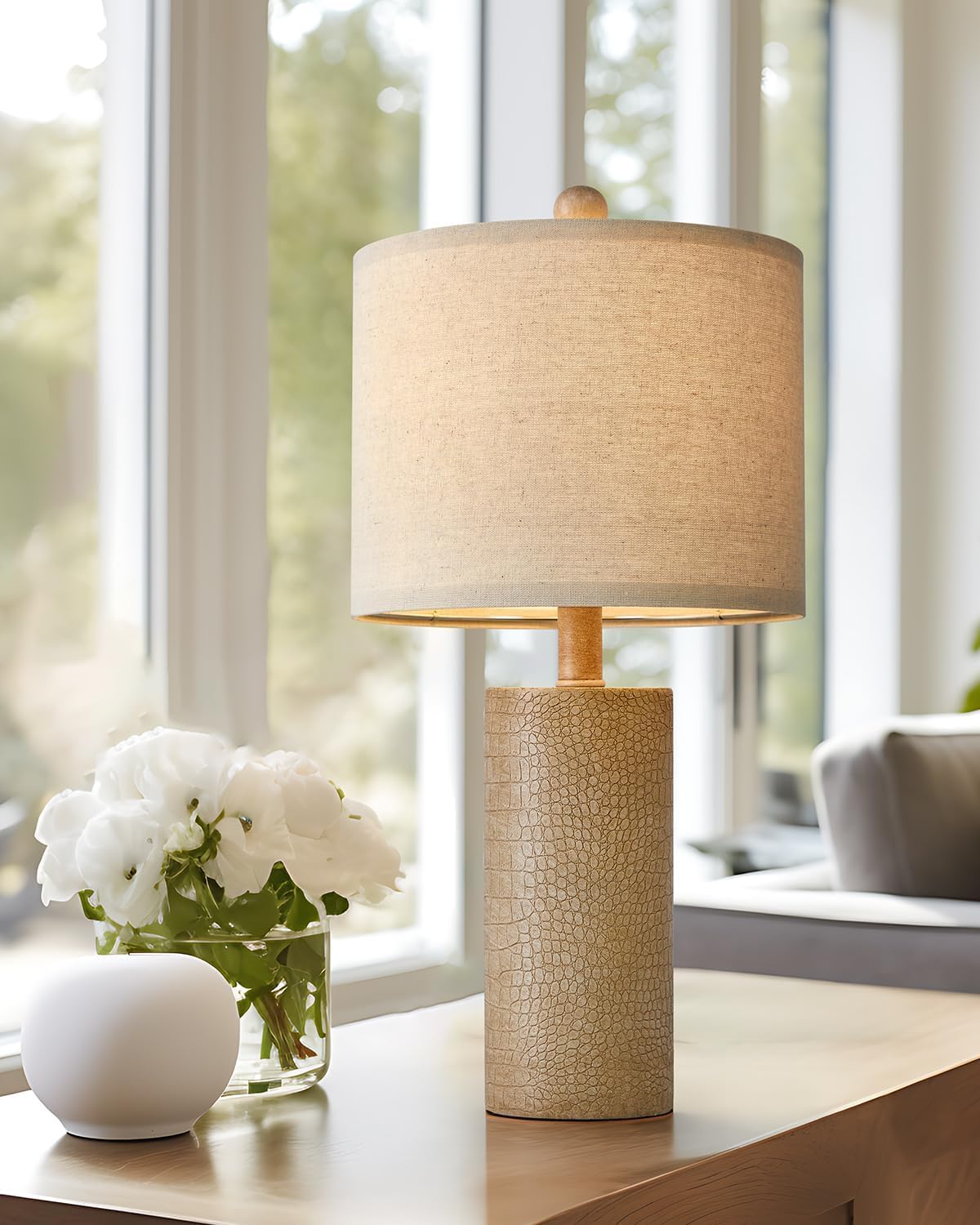 20.5" Farmhouse Lamp Single Resin Table Lamps for Living Room Bedroom Entryway