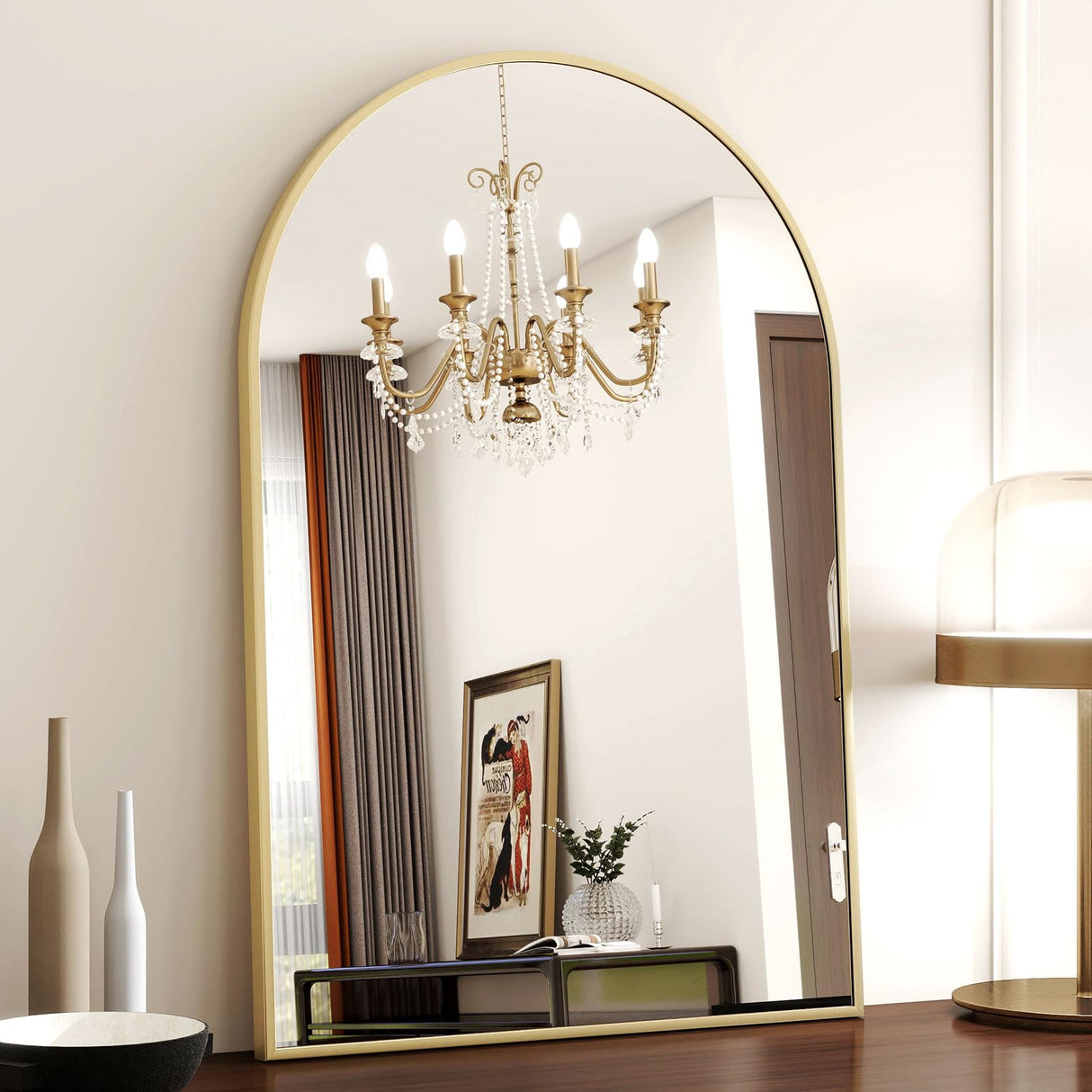 20"x30" Arched Bathroom Mirror - Wall Mounted Mirror - Gold Arch Mirror