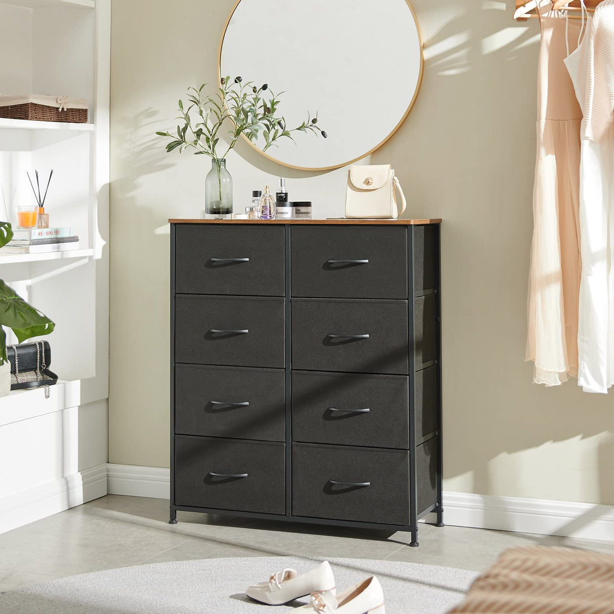 Dresser for Bedroom with 8 Drawers, 4-Tier Wide Storage Chest of Drawers