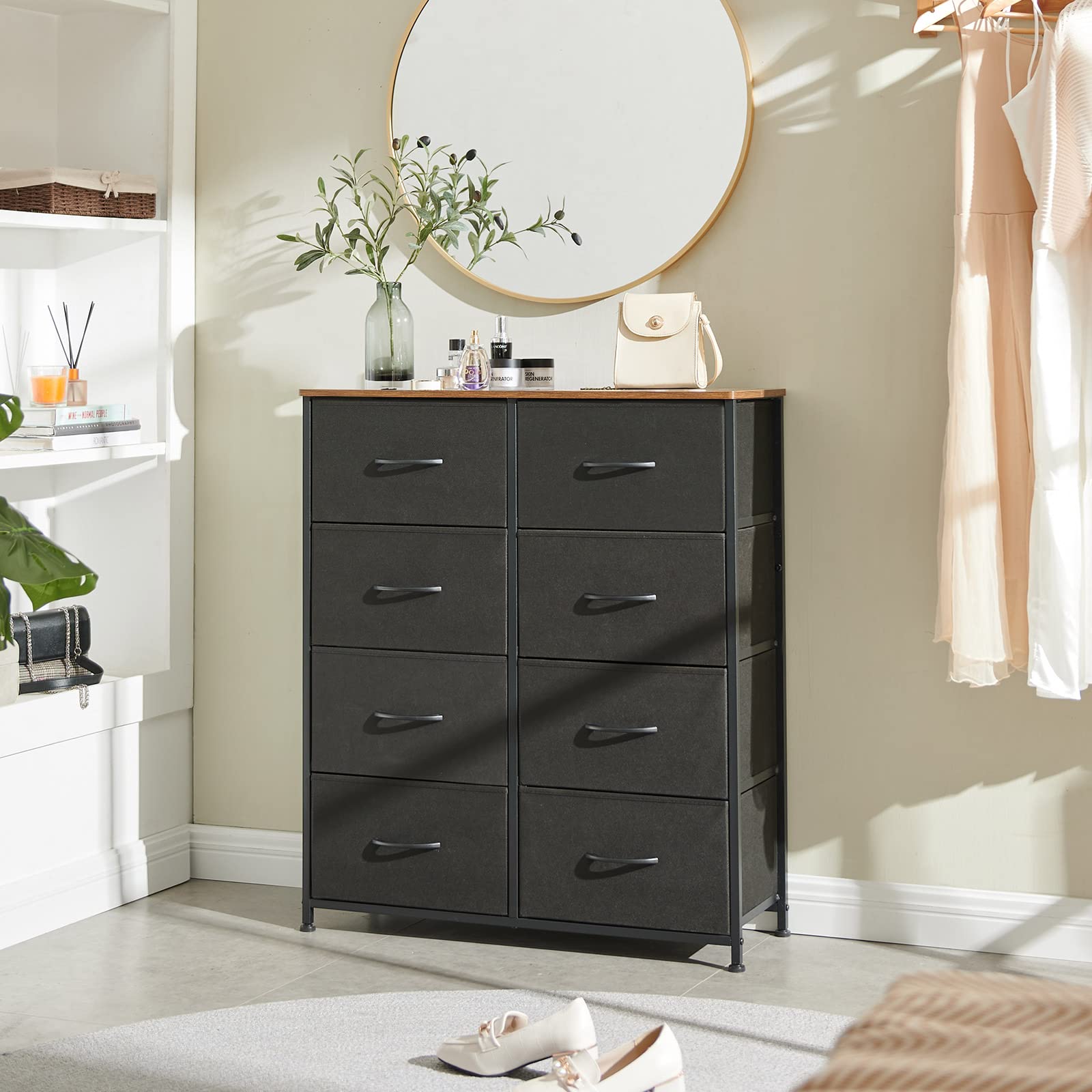 Dresser for Bedroom with 8 Drawers, 4-Tier Wide Storage Chest of Drawers