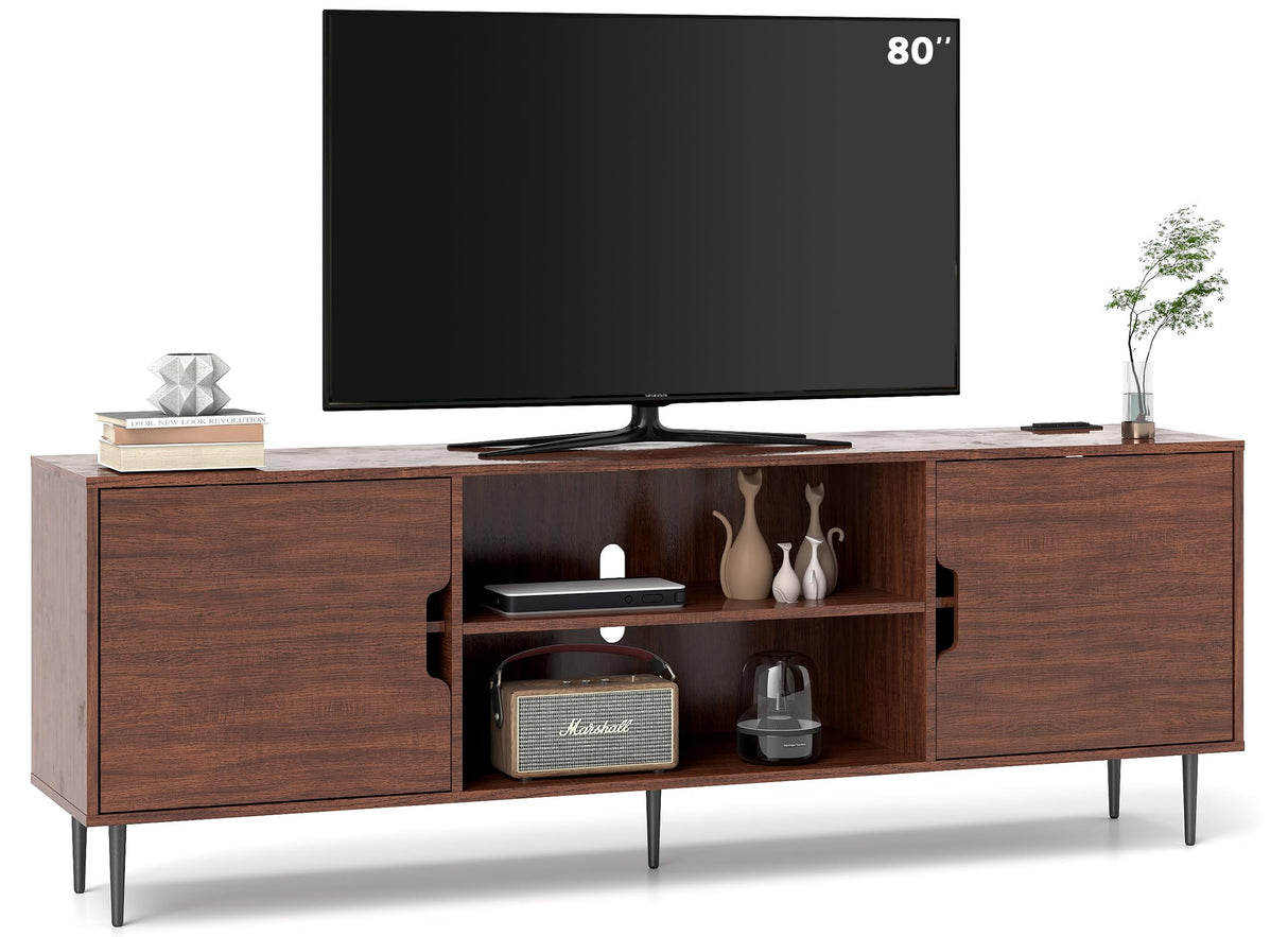 TV-Stand for Living Room - Mid Century Modern TV Stand with 3AC Outlets