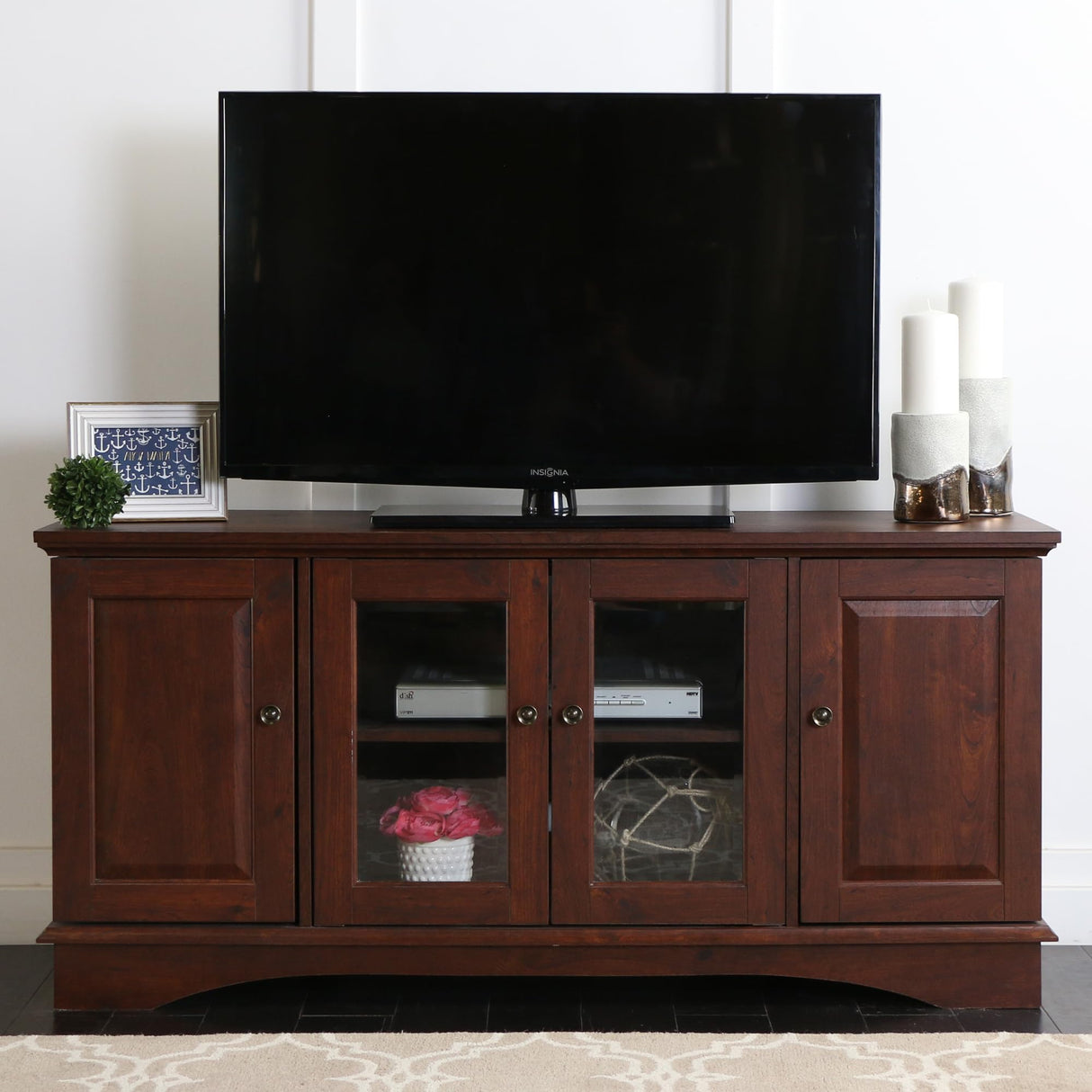 Traditional Wood Universal TV Stand with Storage Cabinets for TV's up to 65"