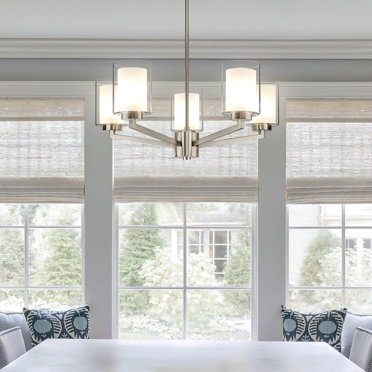 Lighting Brushed Nickel Chandelier, Modern