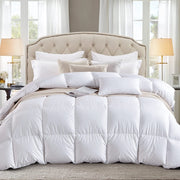 Luxurious Feather Down Comforter Twin Size,Fluffy Hotel Collection Duvet Insert Heavyweight for Winter,