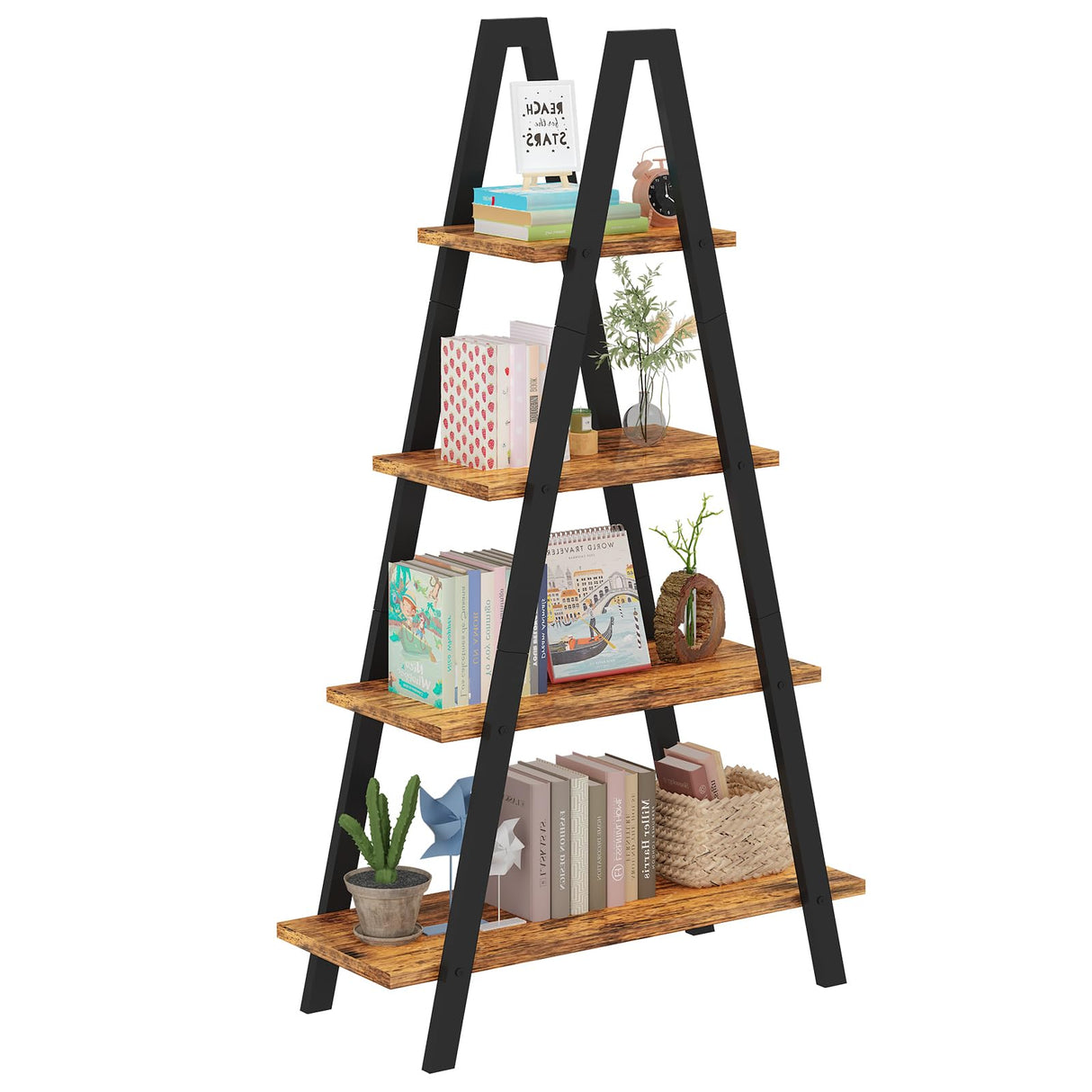 Industrial Bookshelf with Metal Frame by Recaceik - For Home Office and Living Room