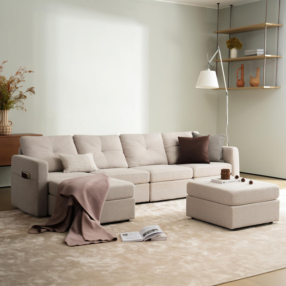 Seater with 2 Ottomans Sectional Modular Sofa Couch