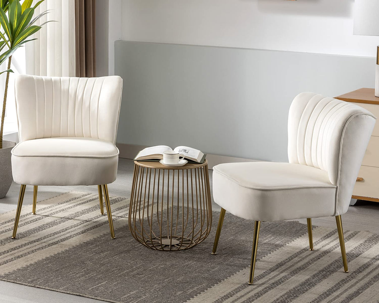 Modern Velvet Upholstered Accent Chair Set of 2,Mid Century Living Room Chairs