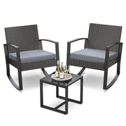 Qsun 3 Pieces Patio Furniture Set Rocking Bistro Set Outdoor Rattan Conversation