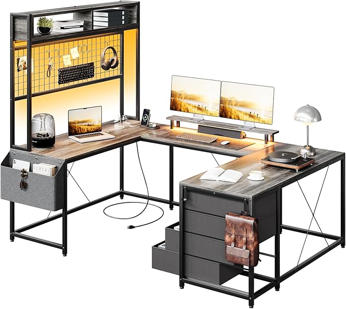 U Shaped Gaming Desk, 78.7" Desk with Shelves,Corner Desk
