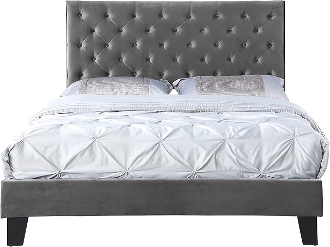 Tufted Platform Bed Frame with Reinforced Corner Blocked